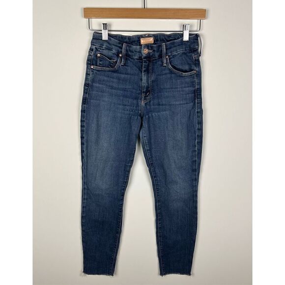 Mother Looker Ankle Fray Skinny Jeans in Girl Crush Raw Hem women’s size 27 - Picture 2 of 15